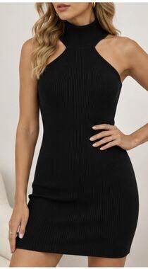 NWT Black Ribbed Cutout Sweater Sheath Dress Women’s Small $140 MSRP
